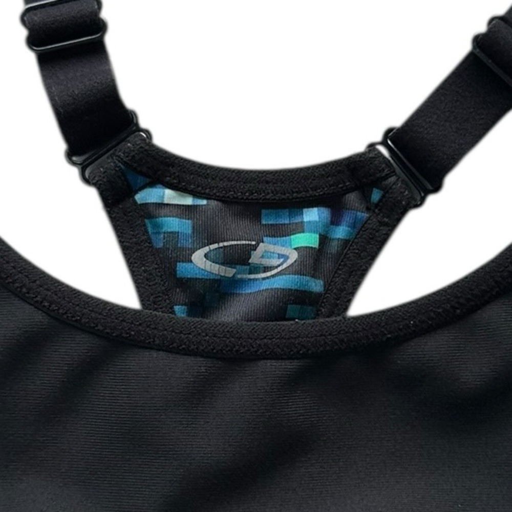 Champion Black and Blue Pixel-Print Women's Swim Top - Picture 3 of 5